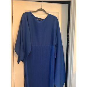 Shein Blue Cape Assymetrical Sleeve Maxi Dress Size 12/XL